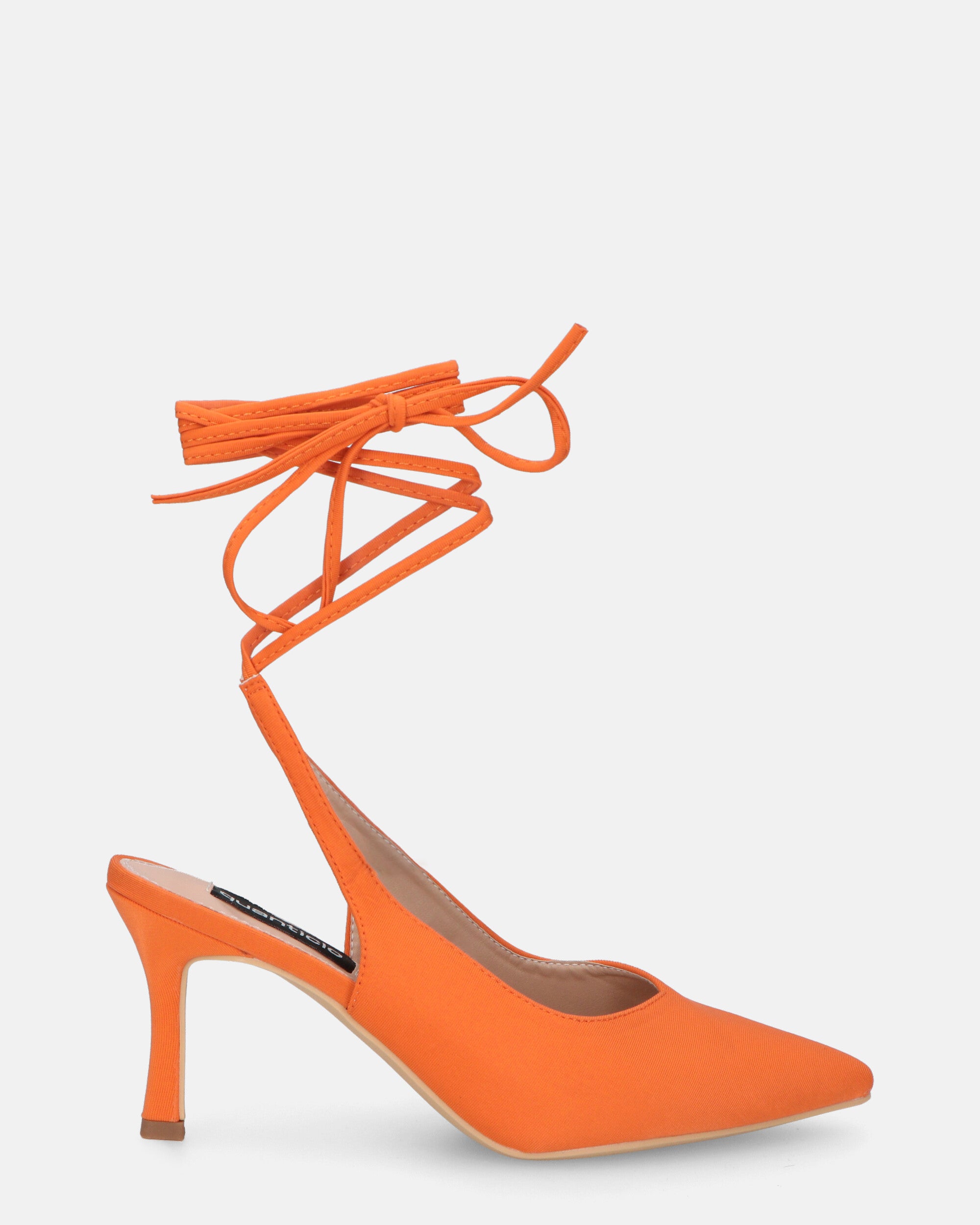 IOLE - orange lycra stiletto heel shoes