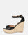 IVONNE - black straw and eco-leather wedge sandals