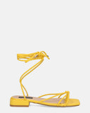 JHULLY - flat sandals in yellow eco-leather with laces