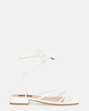 JHULLY - flat sandals in white eco-leather with laces