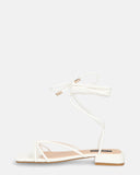 JHULLY - flat sandals in white eco-leather with laces