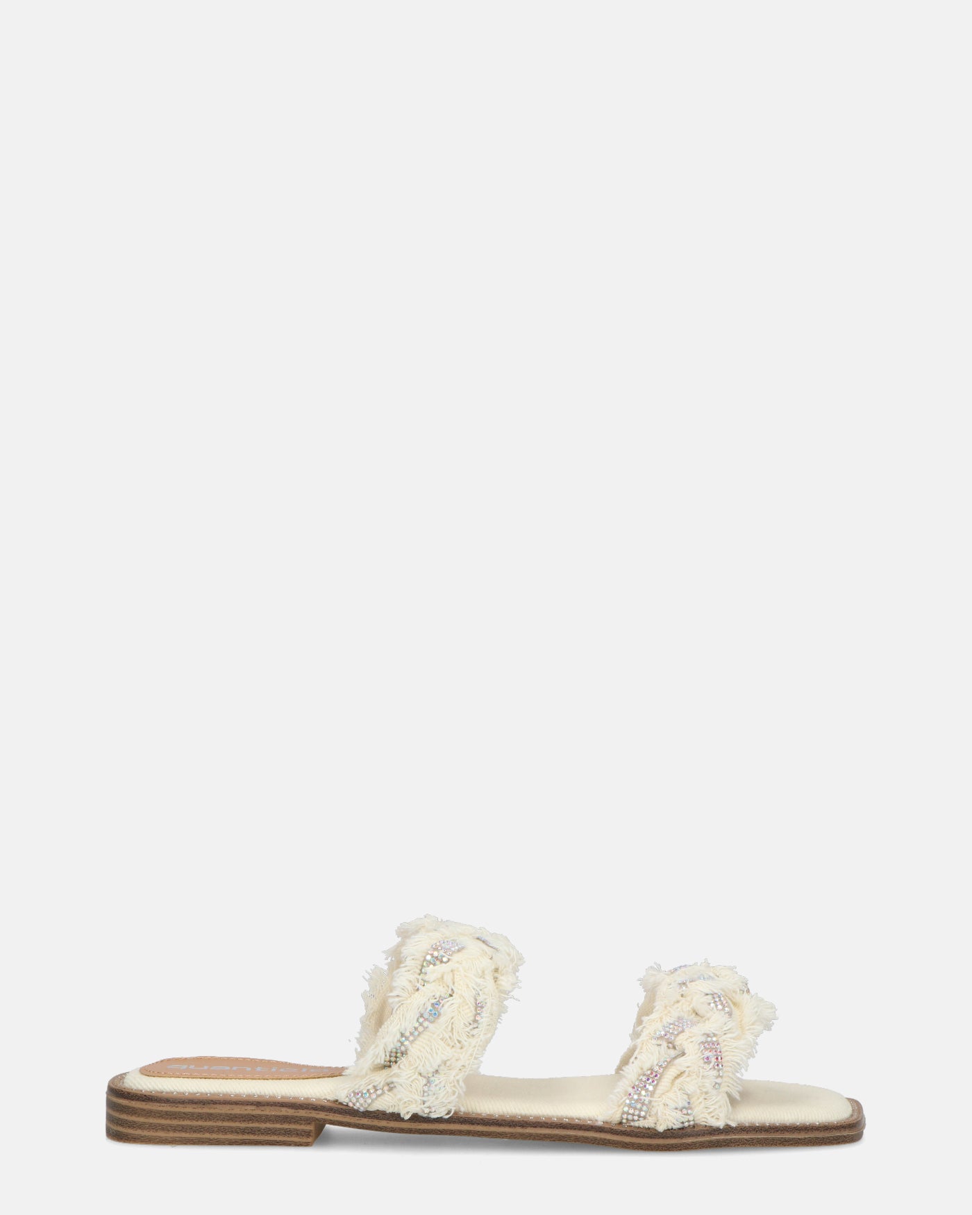 KALI - light beige fabric sandals with gems