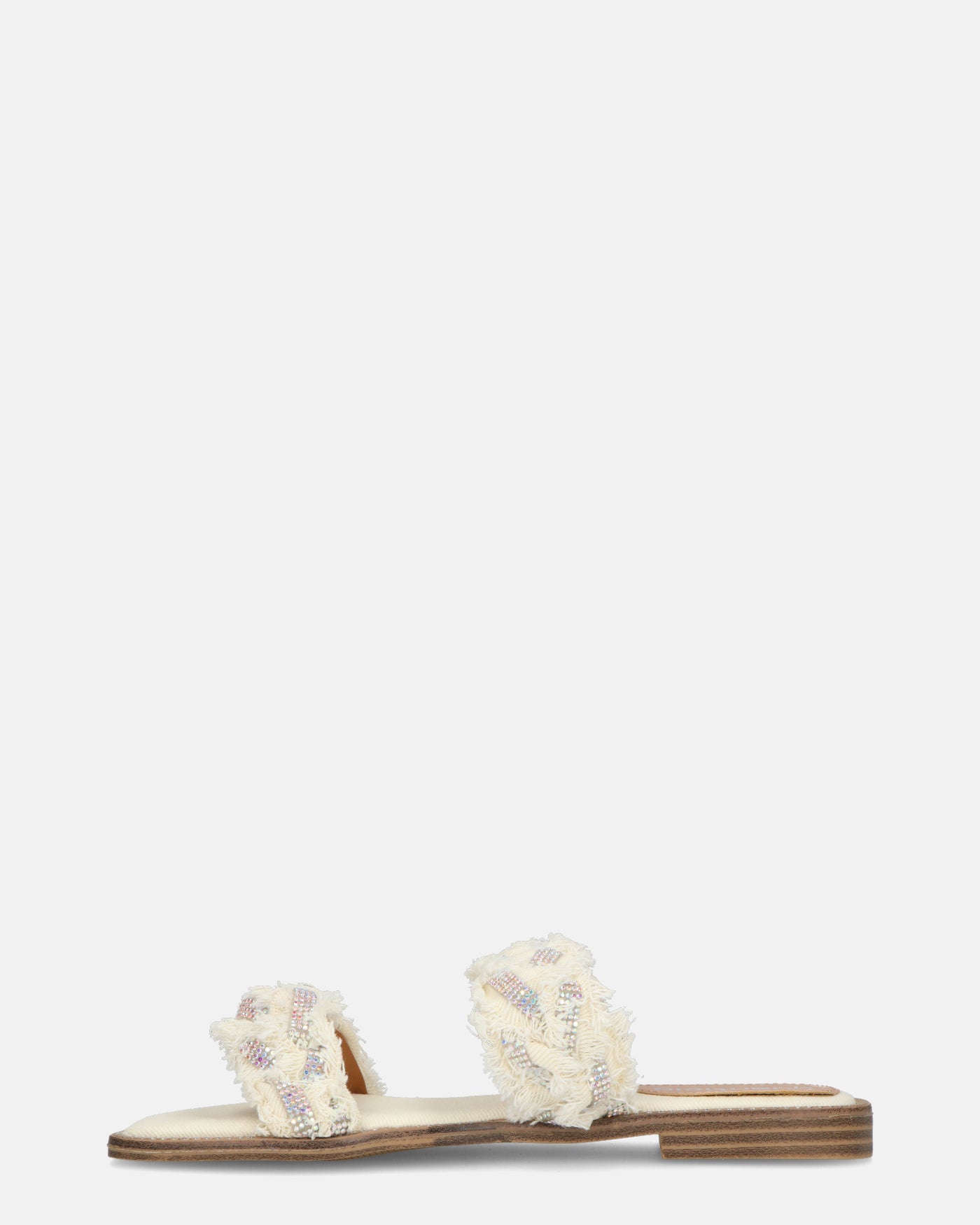 KALI - light beige fabric sandals with gems