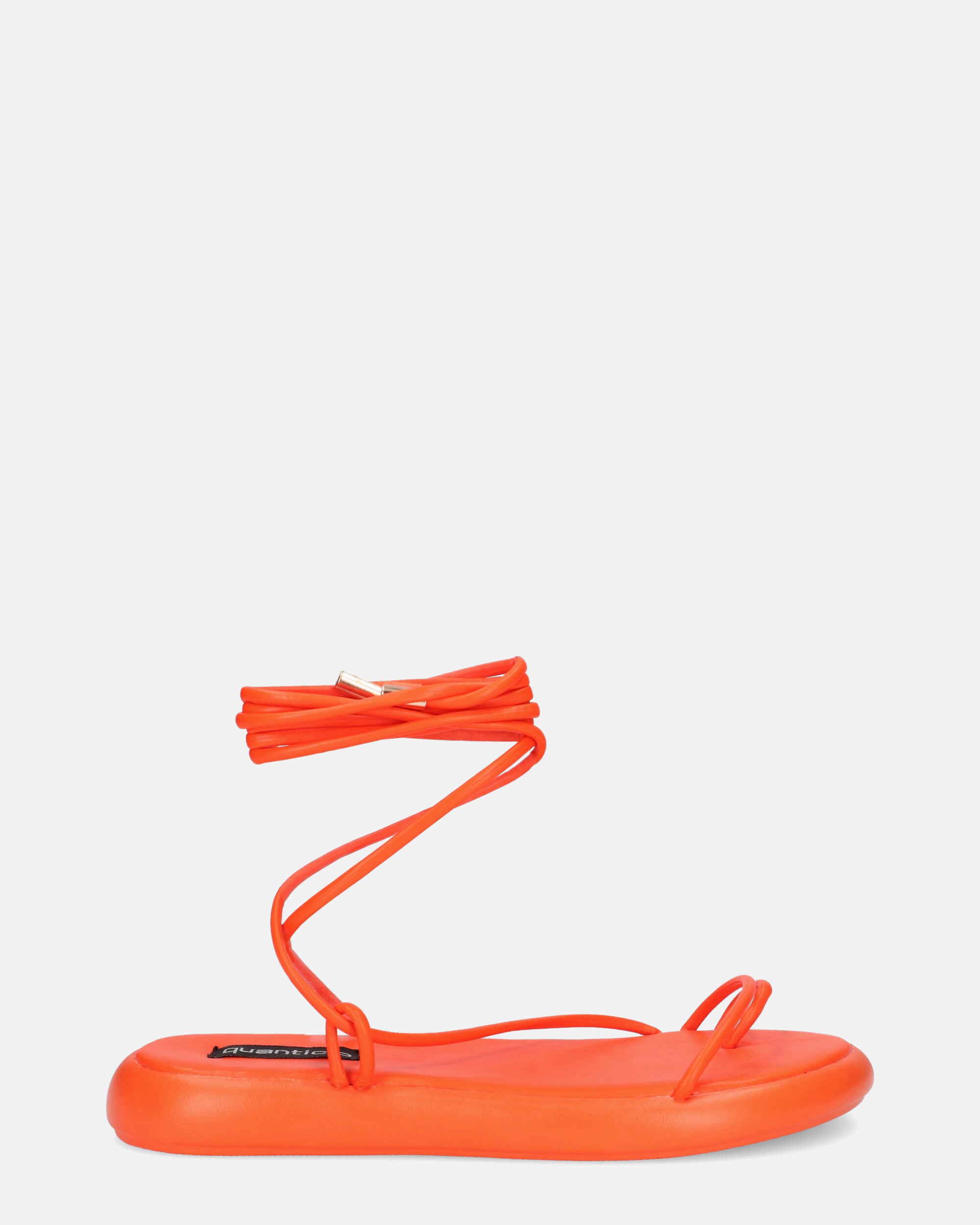 LACEY - flat orange thong sandals with laces