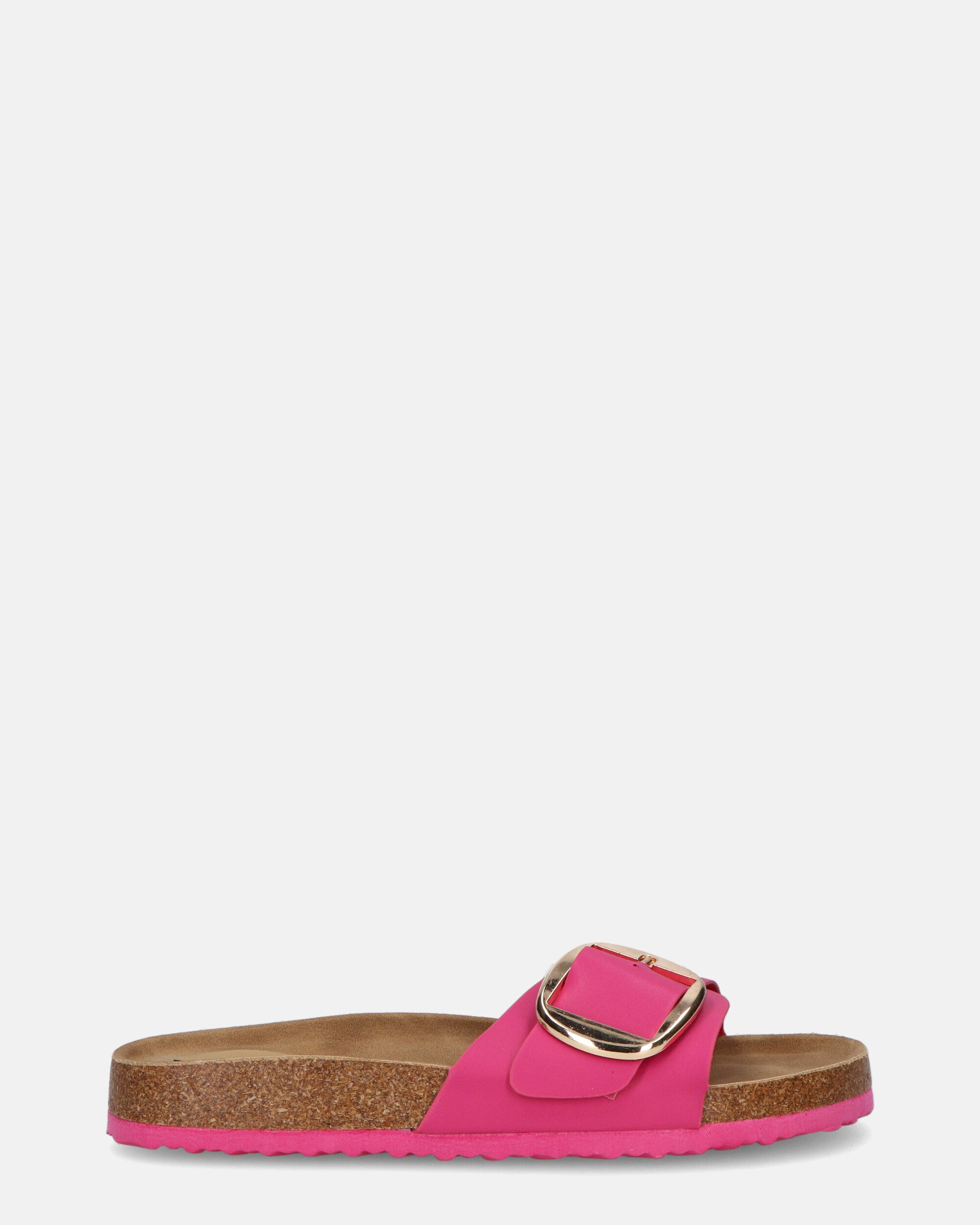 LENA - sandals with cork sole and fuchsia band