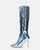 LOLY - blue metallic crocodile print heel boot