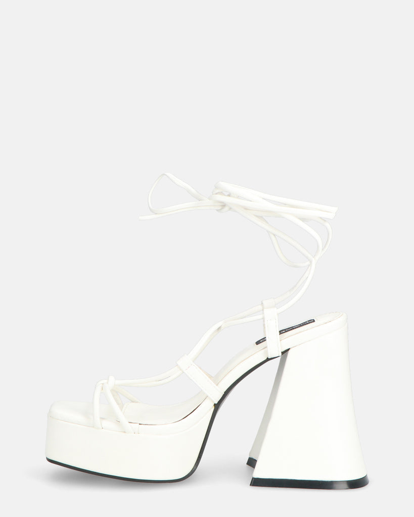 LORINA - white sandals with heel and platform