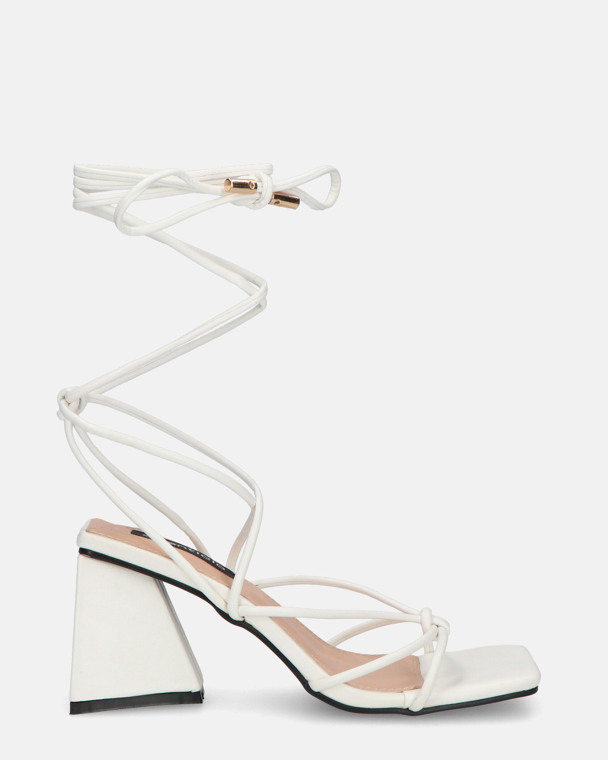 MELISA - sandals with laces in white PU