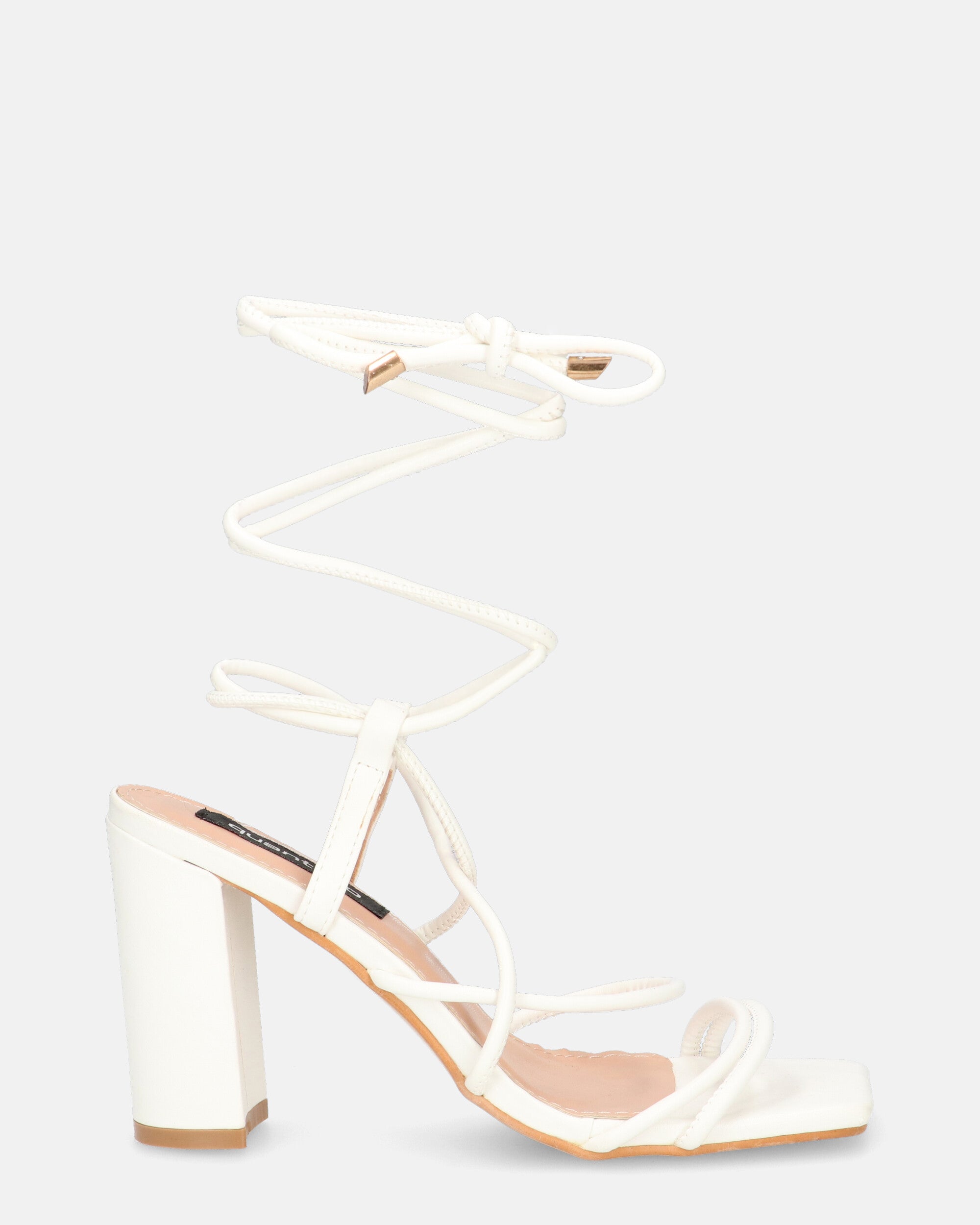 MARISOL - white heeled sandals with laces