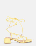 MARYNA - yellow sandals in PU with laces