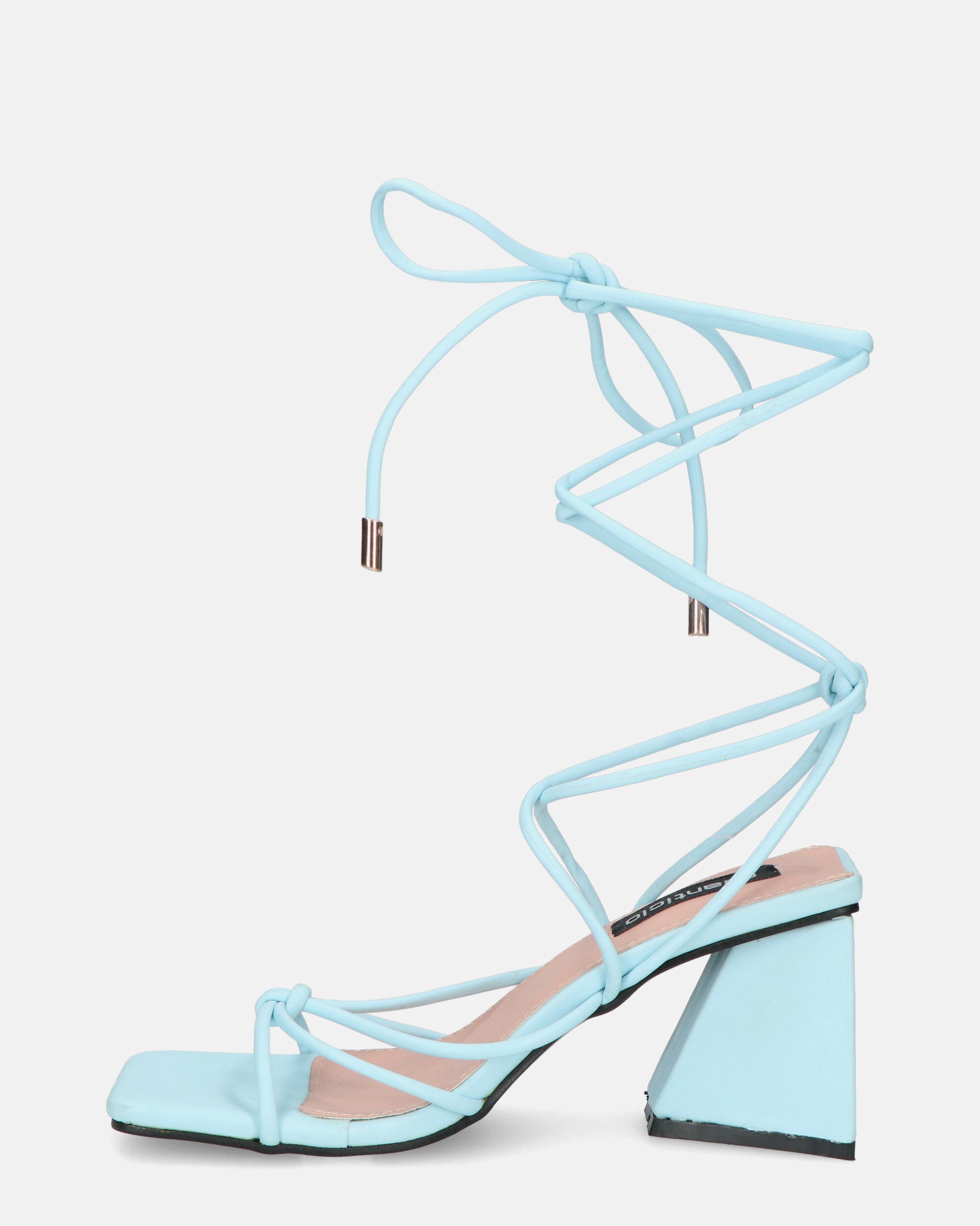 MELISA - sandals with laces in blue PU