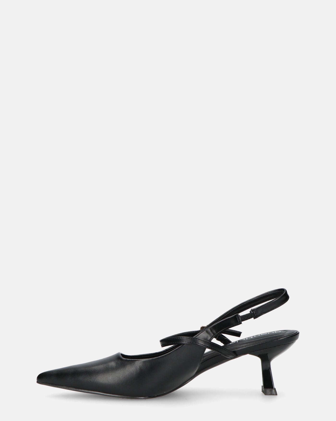 OLHA - decolette in ecopelle nera con tacco basso e cinturino