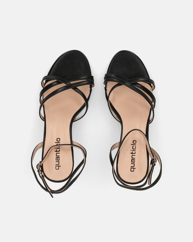 PHENYO - black high heels with strap and beige sole