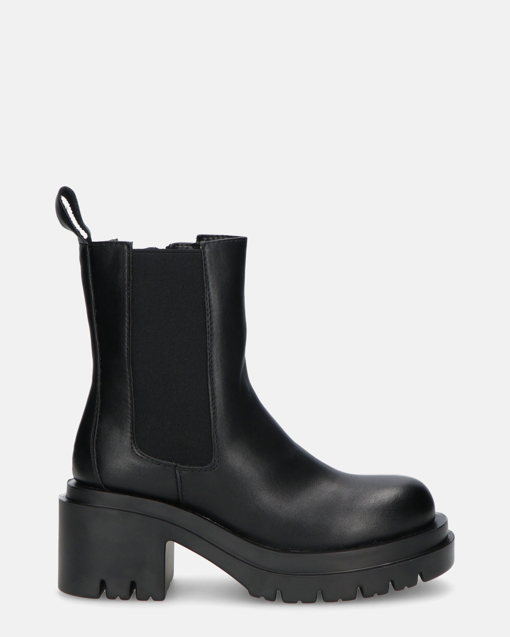PRISCA - black ankle boots with elastic band and side zip