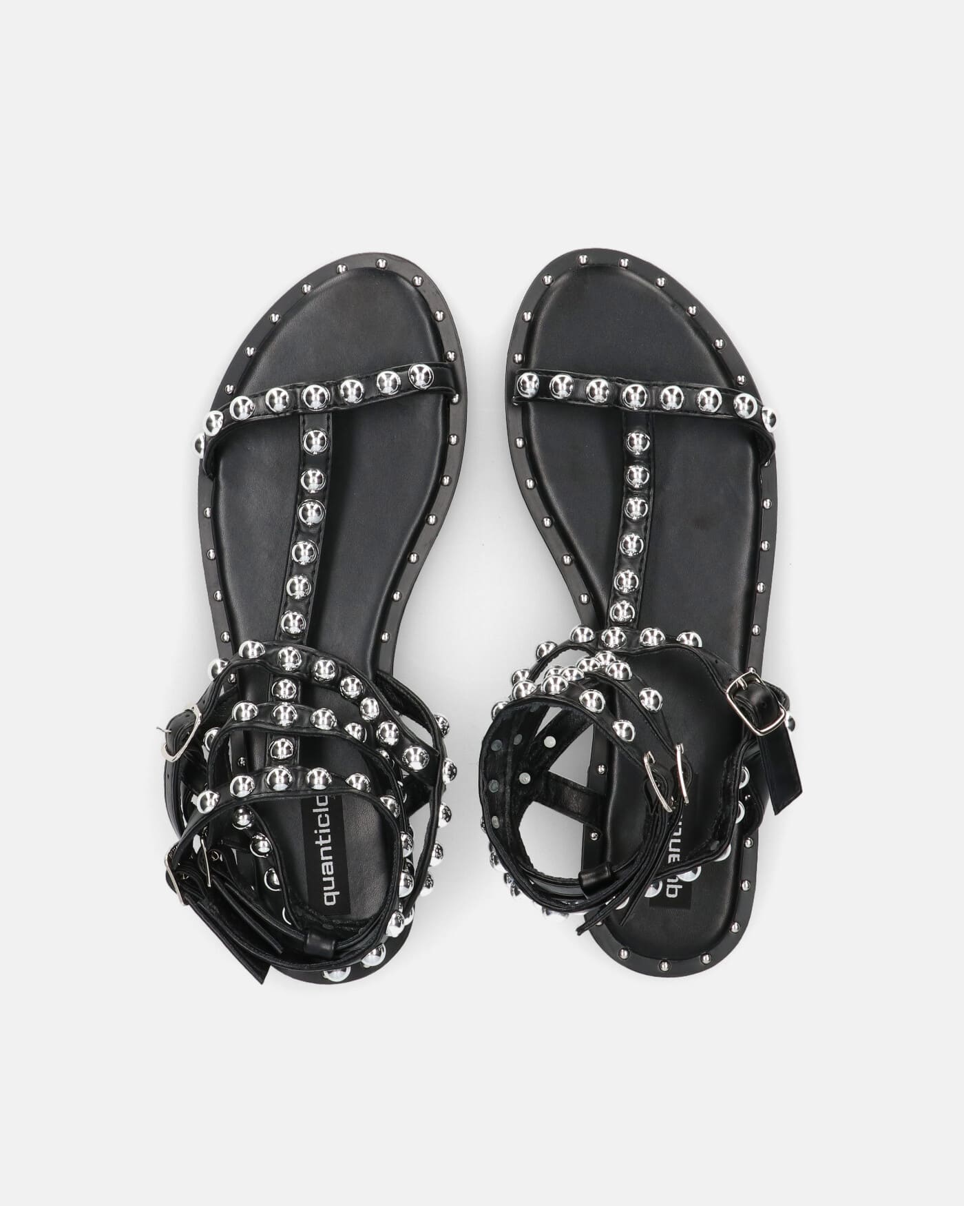 RILEY - black sandals with metal studs and straps