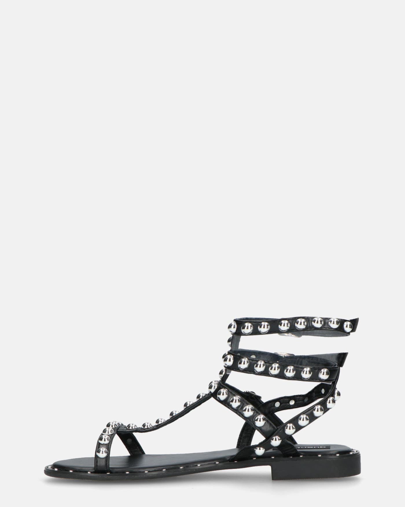 RILEY - black sandals with metal studs and straps