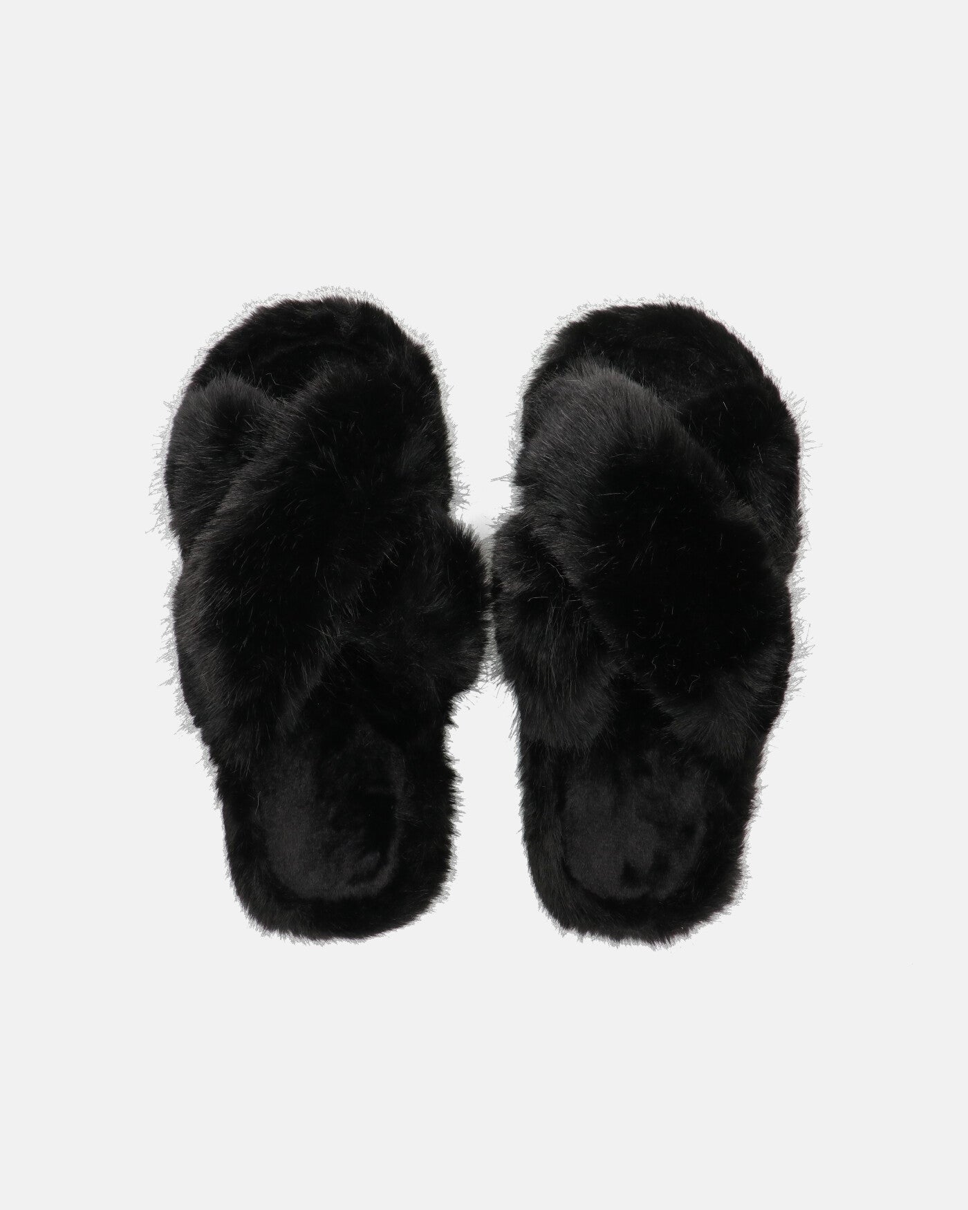 SUZUE - black fur open toe slippers