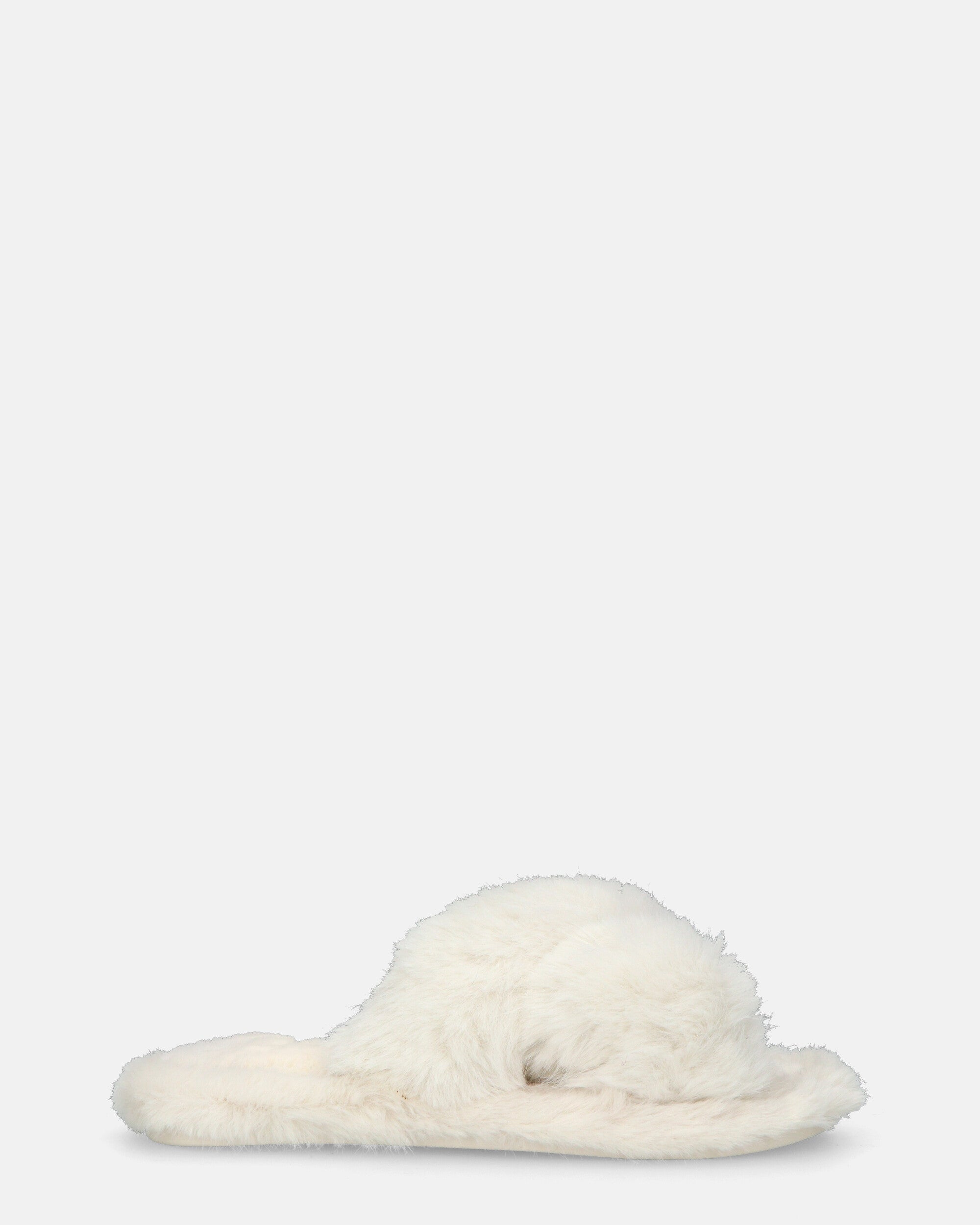 SUZUE - white fur open toe slippers