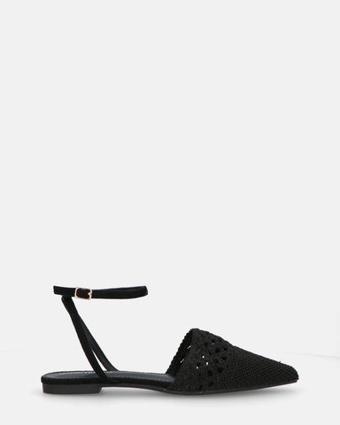SWAMI - black flat sandals with decoration