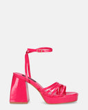 WINONA - fuchsia glassy sandals with squared heel