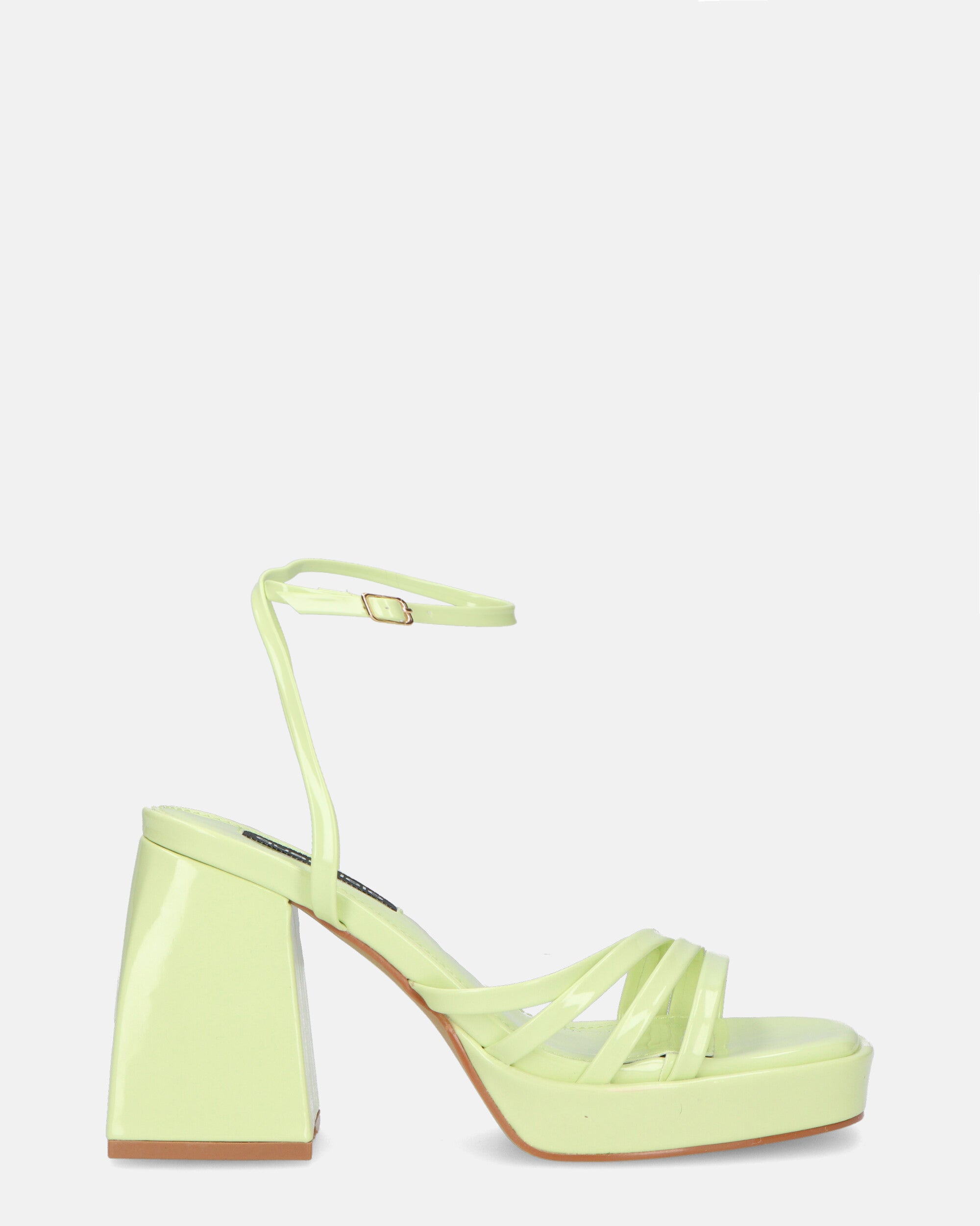 WINONA - light green glassy sandals with squared heel