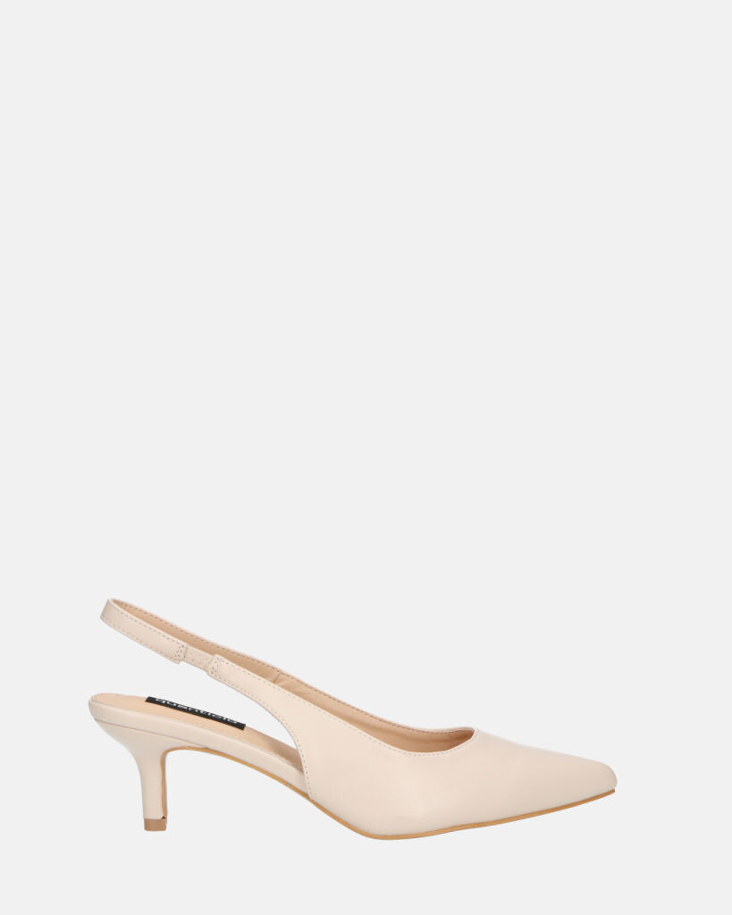 BEVERLIE - beige eco-leather heeled pumps