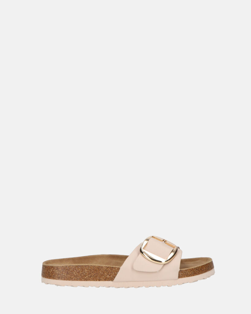 LENA - sandals with cork sole and beige band