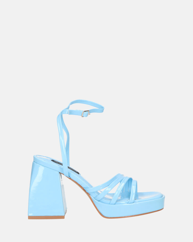 WINONA - light blue glassy sandals with squared heel