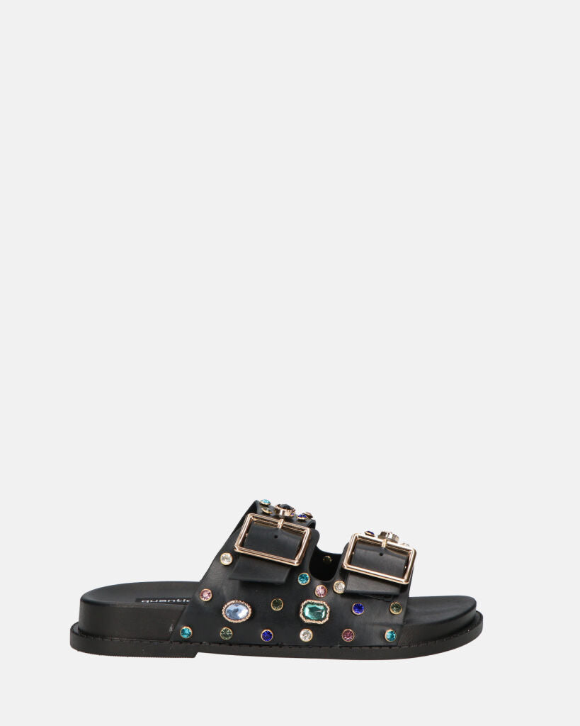 AITANA - black sandals with colored gems