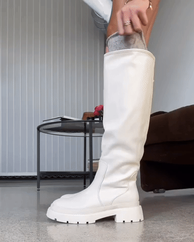 LULU - beige high boots with low heel