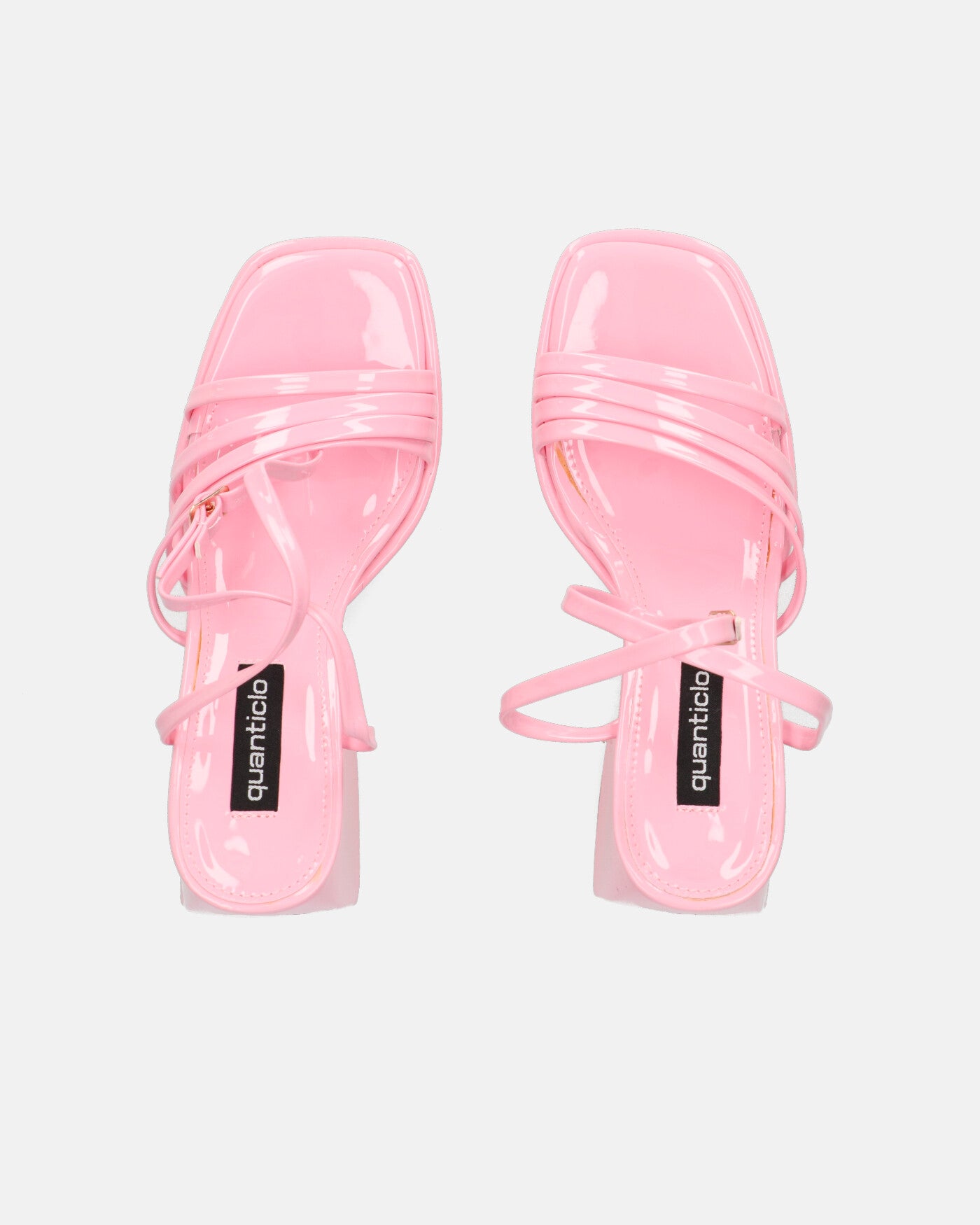 WINONA - pink glassy sandals with squared heel