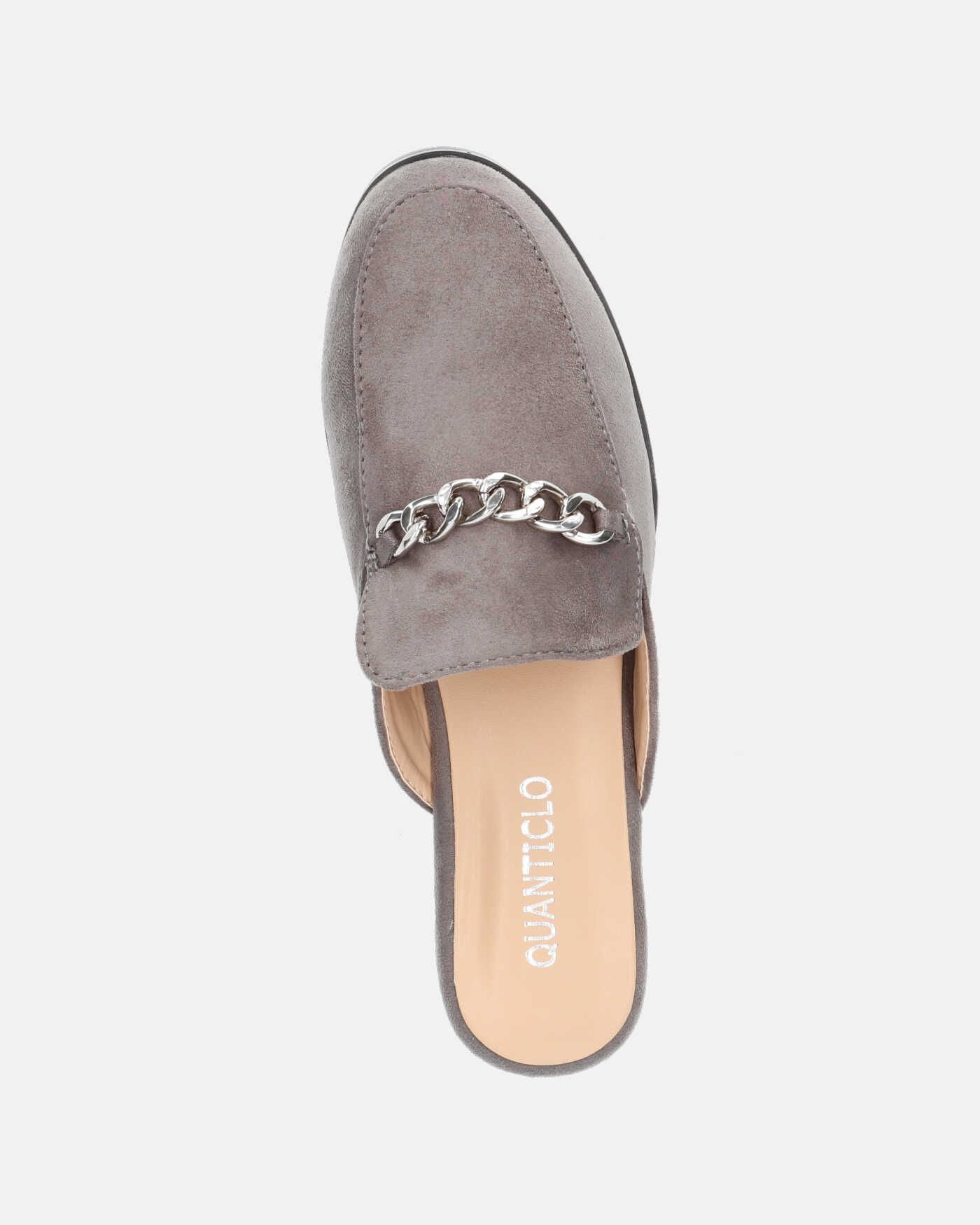 SHELLEY - grey moccasins with beige sole