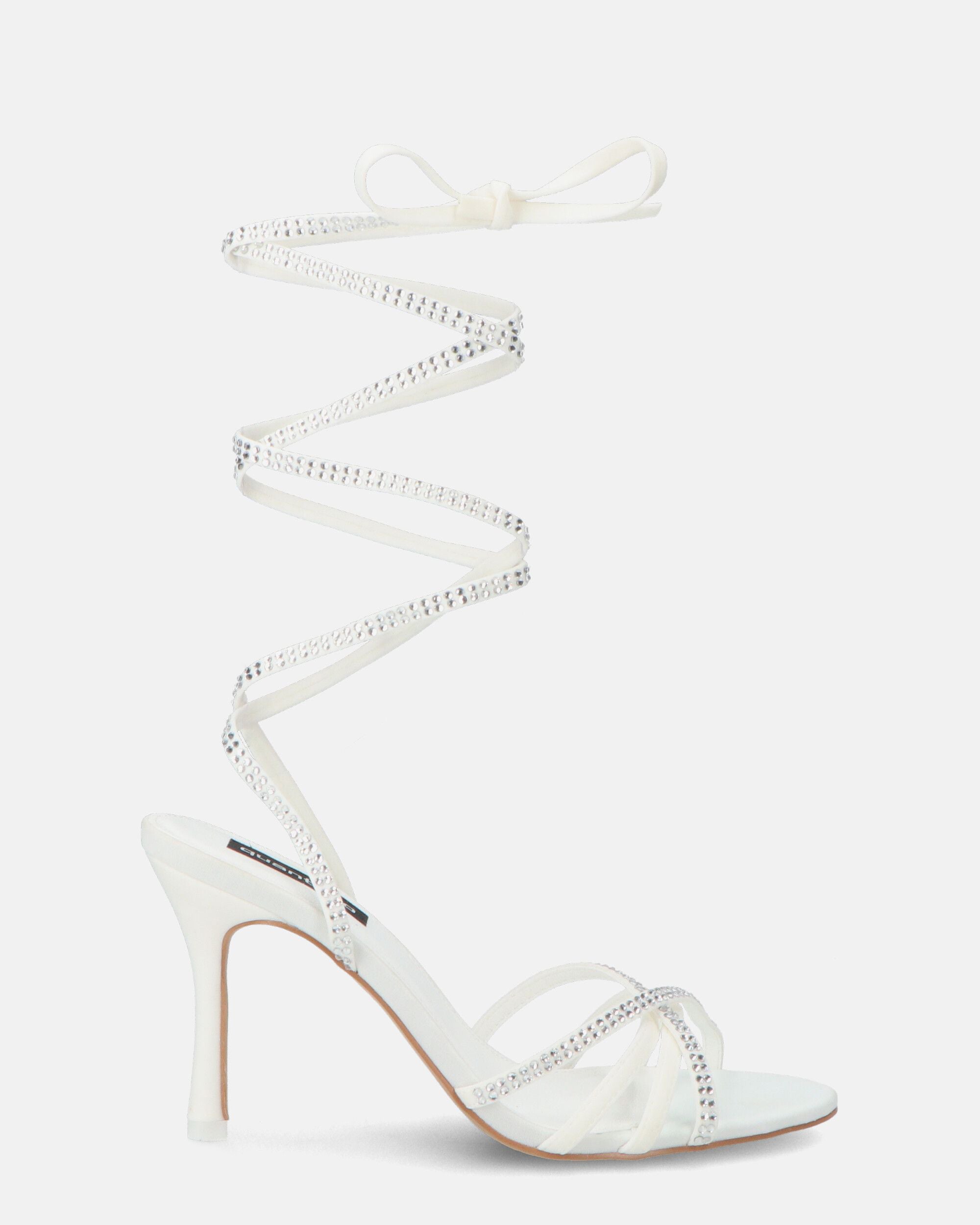 LEDA - sandals with stiletto heel and laces with gems