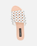 NIKKY - white flat sandals with pearls