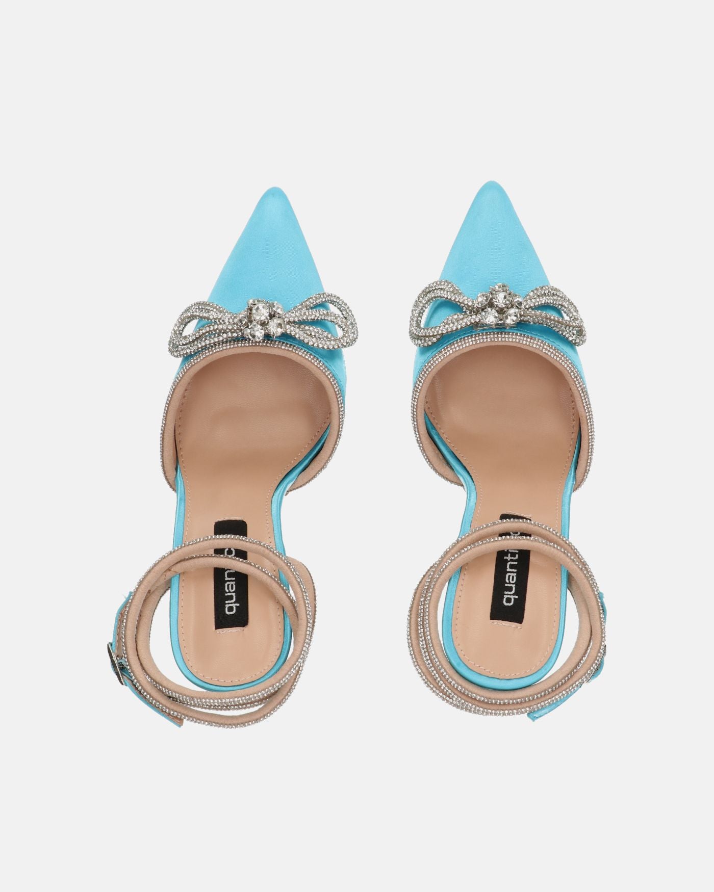 MARETA - blue heeled shoes with glitter bow