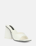 MILEY - white PU sandals with squared heel