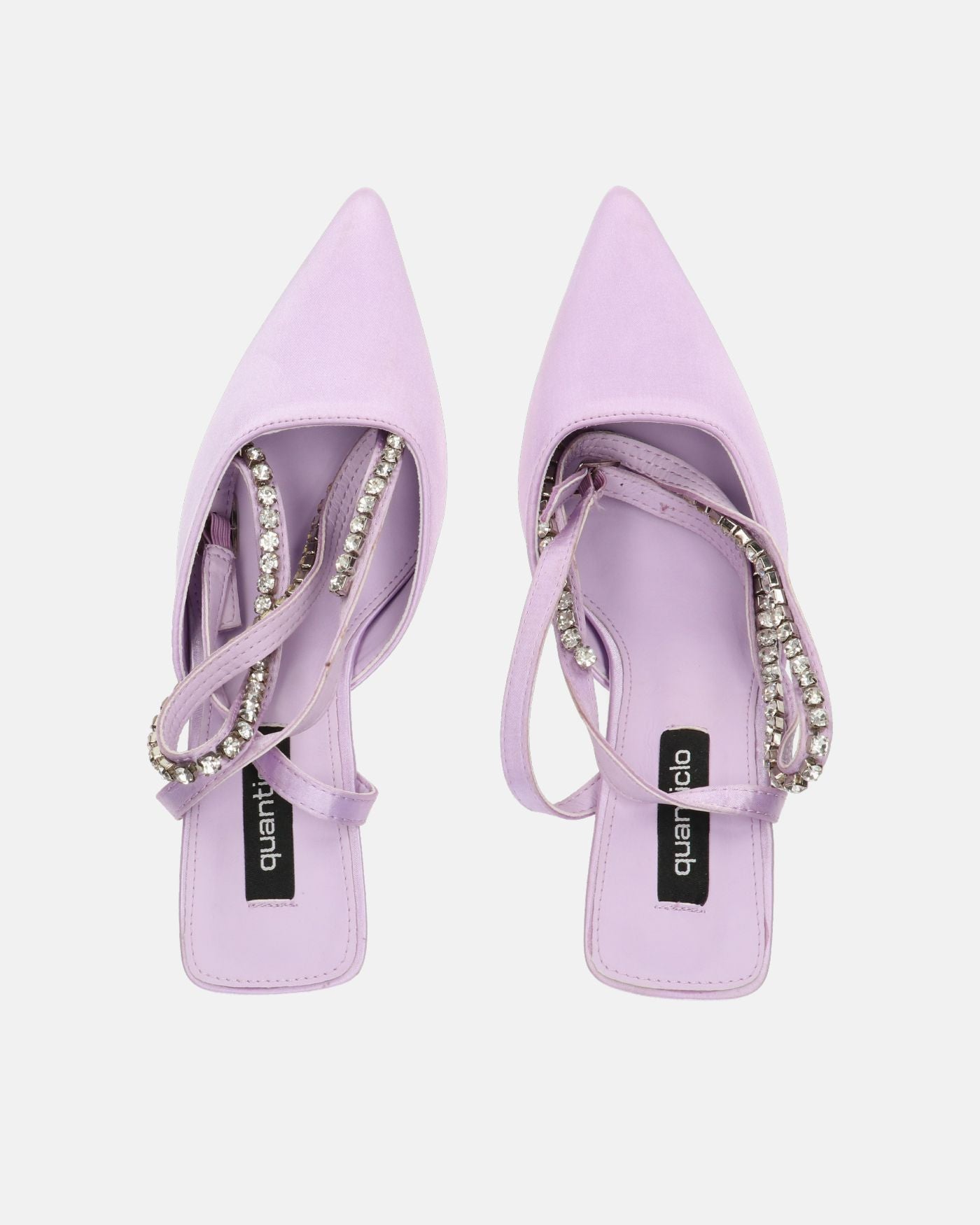 DORIS - heeled shoes in violet lycra and gems on the strap