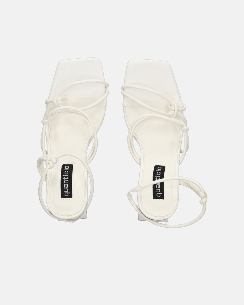 ZAHINA - white faux leather sandals with square heel