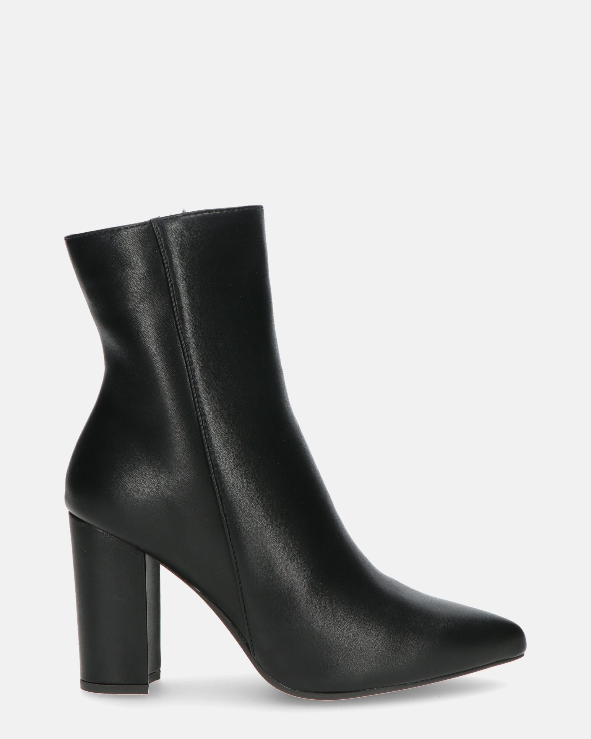 OLIVIA - black PU zipped ankle boots