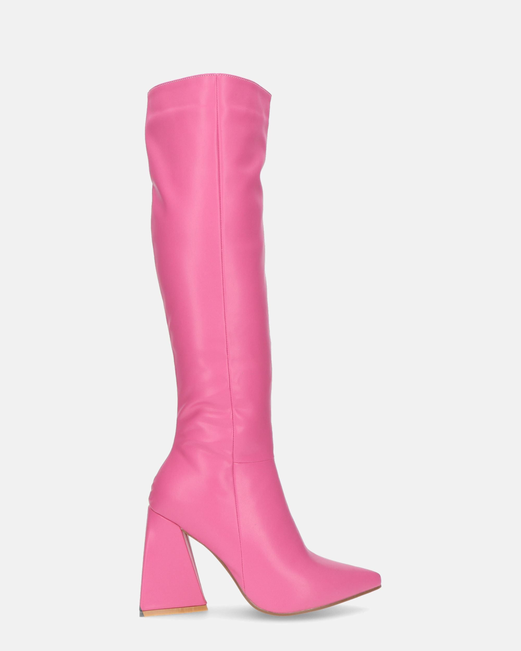 TRUDY - high-heeled boots in fuchsia PU