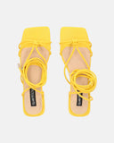 JHULLY - flat sandals in yellow eco-leather with laces