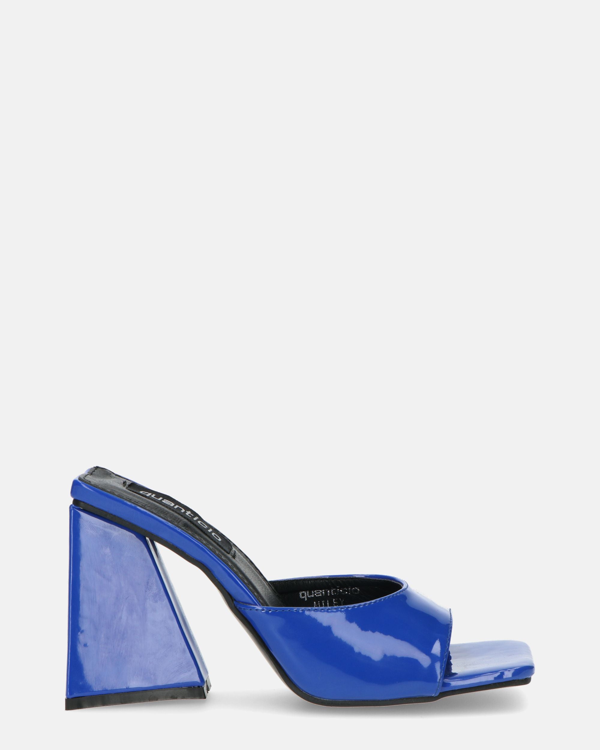 MILEY - blue glassy sandals with squared heel