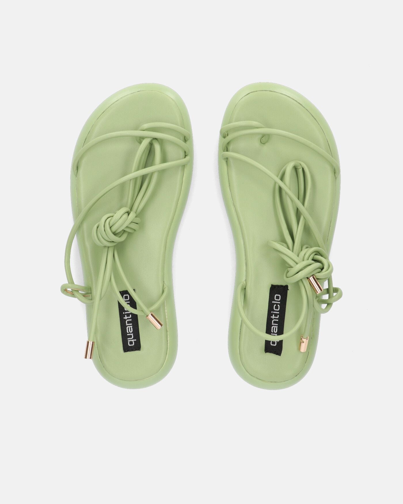 LACEY - flat green thong sandals with laces