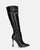 KAYLA - black high-heeled high-heeled boots in black PU and side zipper