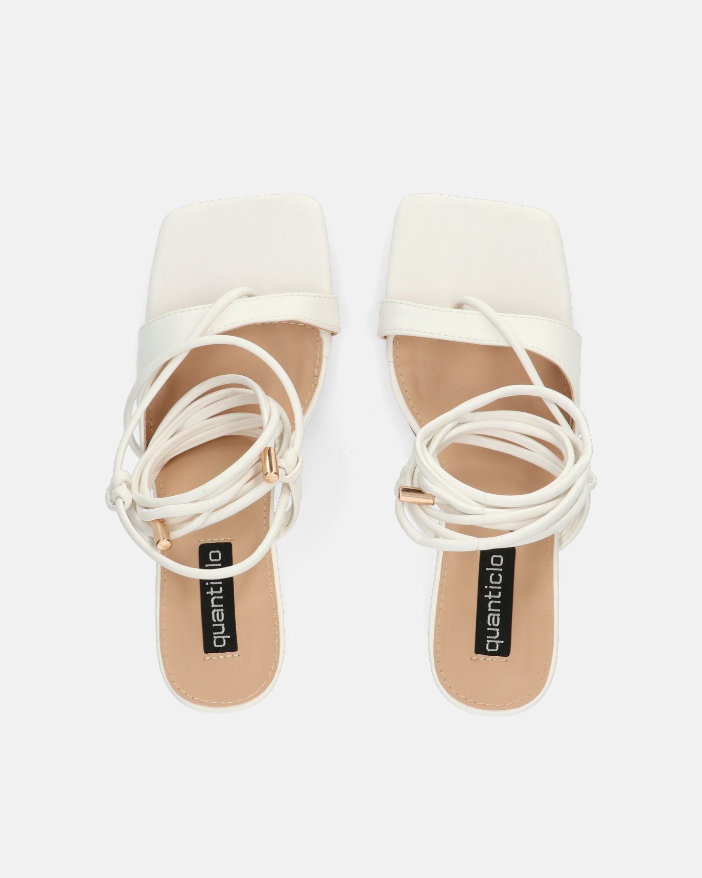 NADIYA - thong sandals with heel in white PU