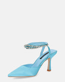 DORIS - heeled shoes in light blue lycra and gems on the strap