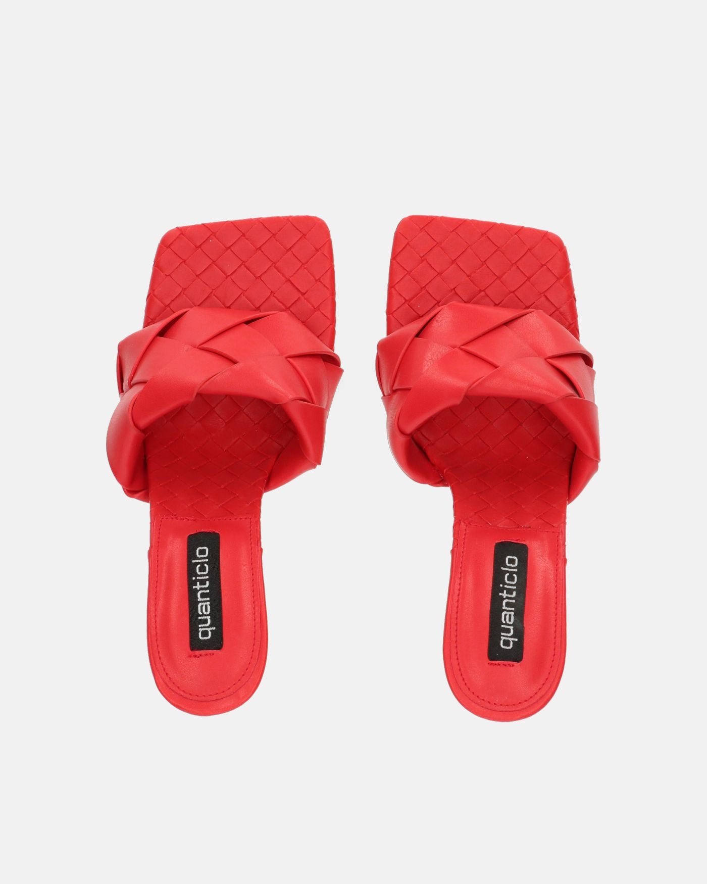 ENRICA - sandal in red woven leather with heel