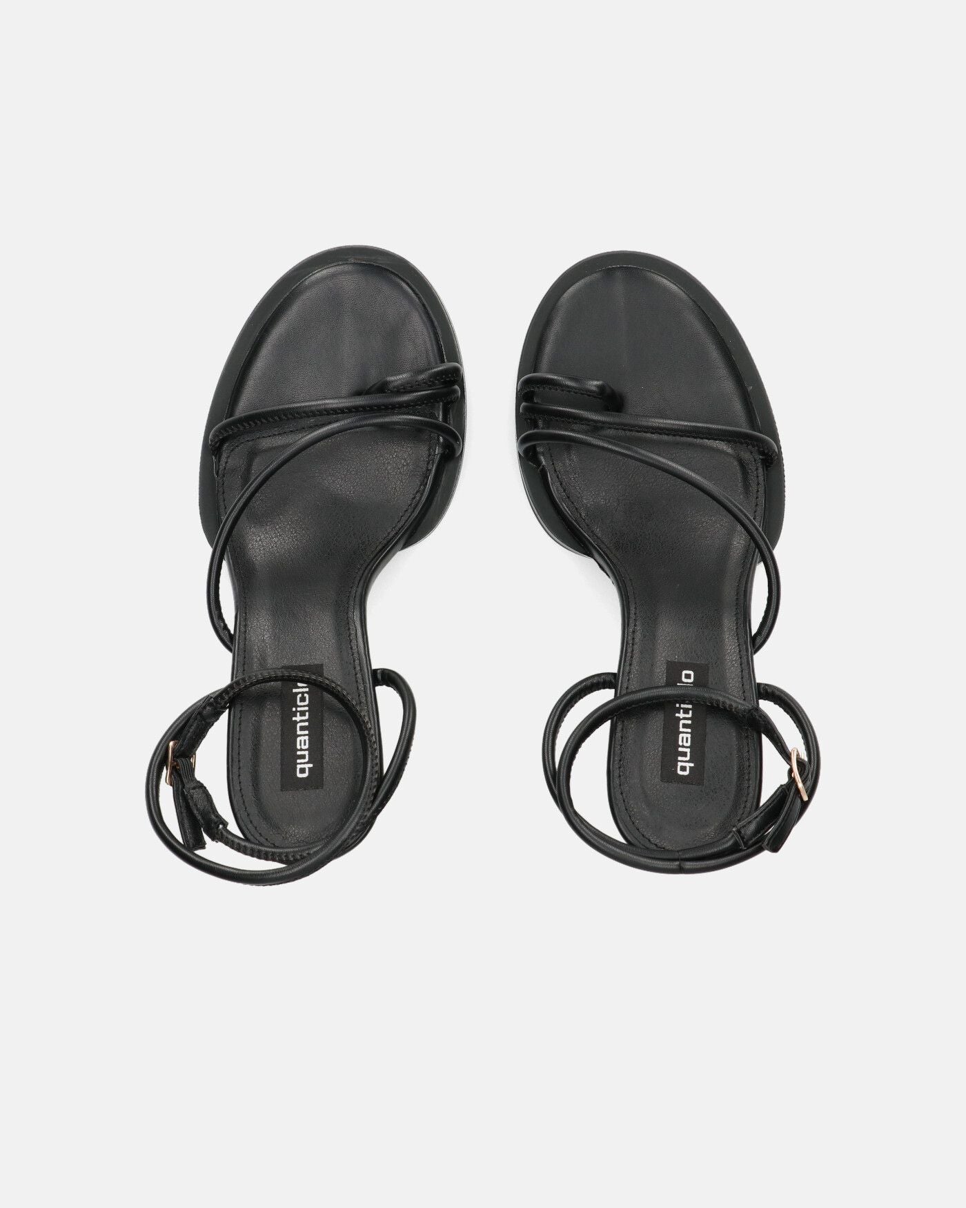 TUULA - black faux leather sandals with strap