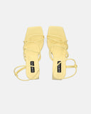 ZAHINA - yellow faux leather sandals with square heel