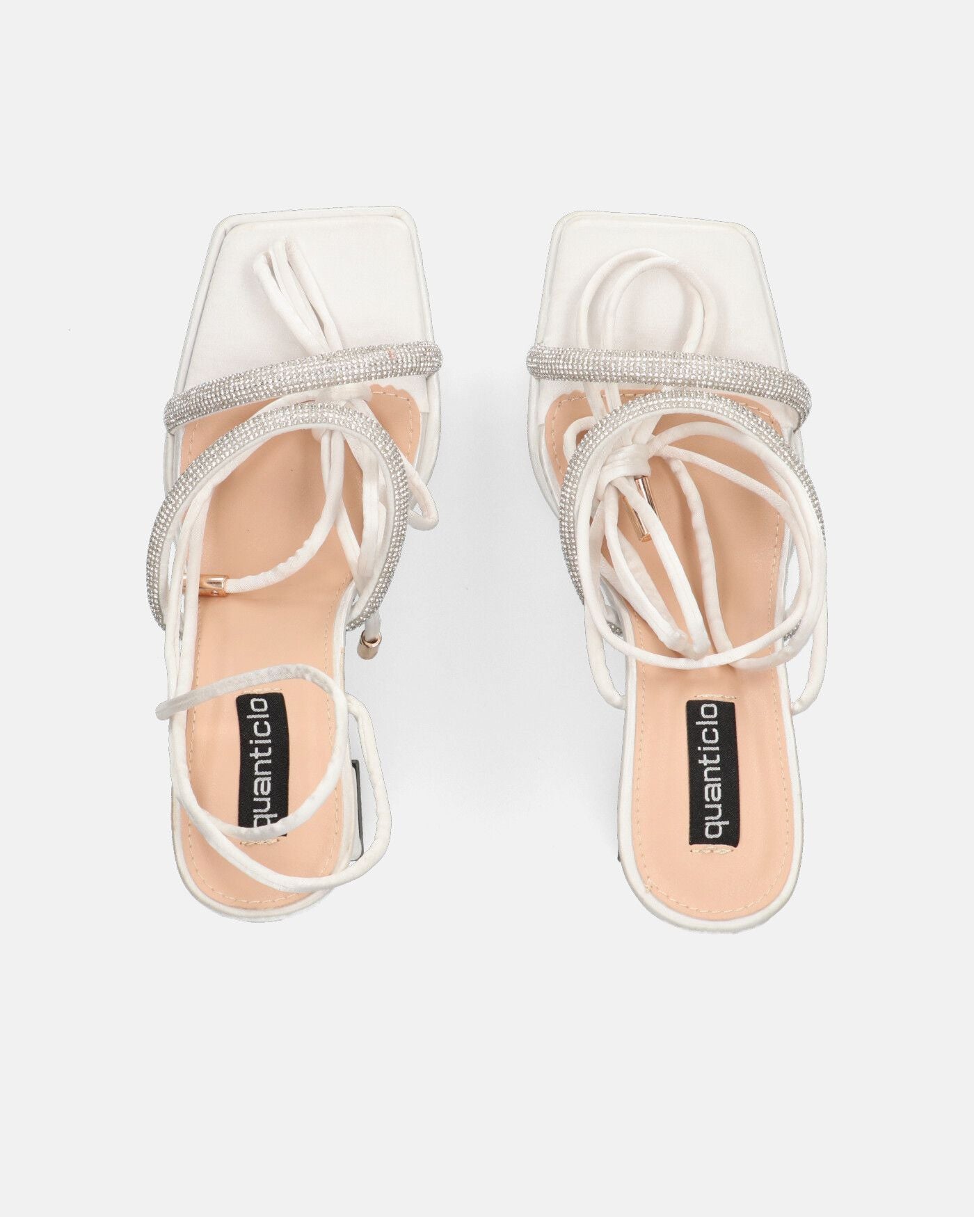 BIRGIT - white satin sandals with gems